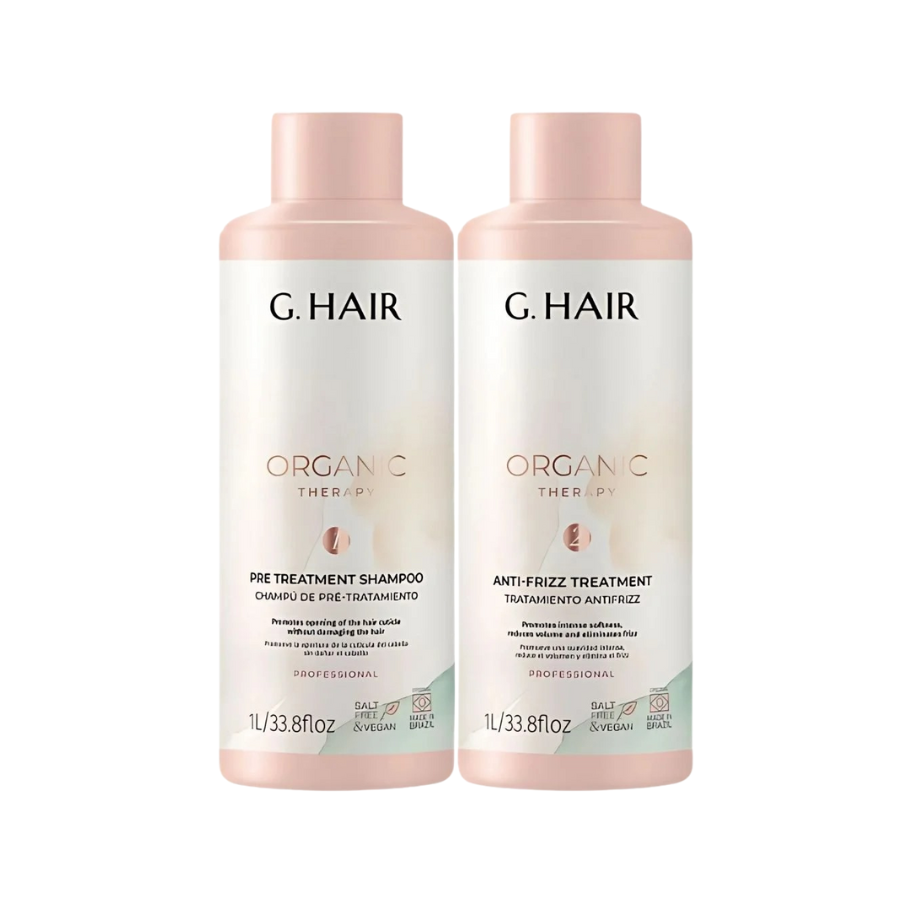 G.Hair Organic Therapy 2x1L – Anti-Volume and Anti-Frizz Treatment with Natural Smooth Effect