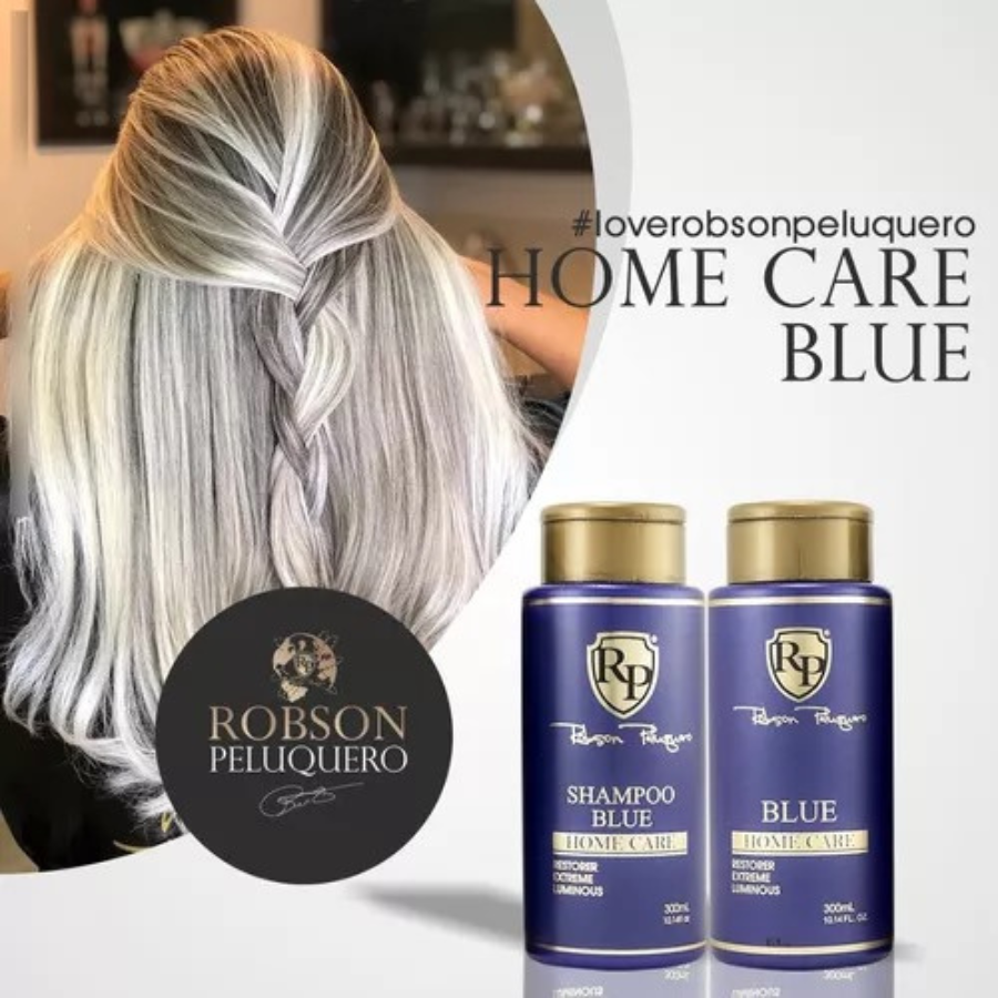 Robson Peluquero Kit Matizador Blue Home Care 300ml - Efeito platinado intenso