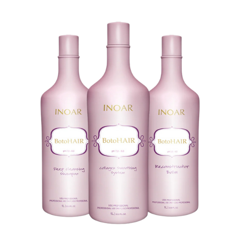 Inoar BotoHair Brazilian Botox Hair Treatment Kit 3 Steps 1L – Anti-Frizz