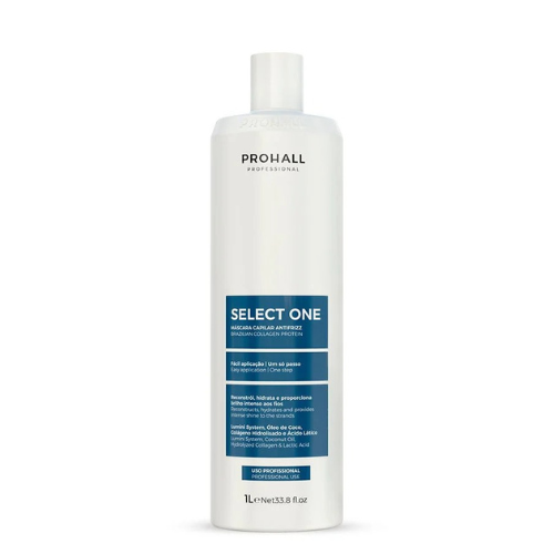 Prohall Select One Brazilian Keratin Treatment 1L – One Step Hair Smoothing, Anti-Frizz Mask, Volume Control & Intense Shine