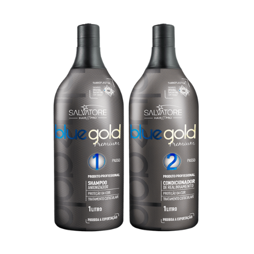 Salvatore Blue Gold Premium Brazilian Keratin Treatment – Complete Hair Alignment System 2x1L
