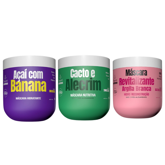 Thyrre Cosmetics Kit 3 Máscaras Capilares 500g (Açaí & Banana, Revitalizante, Cacto & Alecrim)